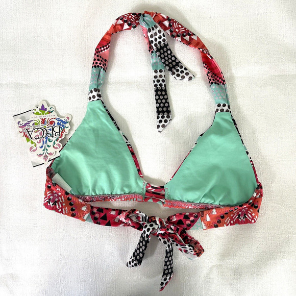 Becca Swim Bikini Top Womens Size S Virtue Triangle Halter Adjustable Tie NWT - Picture 2 of 6